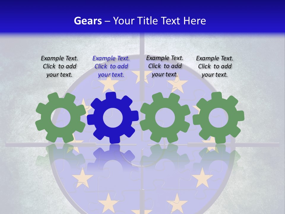 A Blue And Yellow Puzzle Piece With Stars On It PowerPoint Template