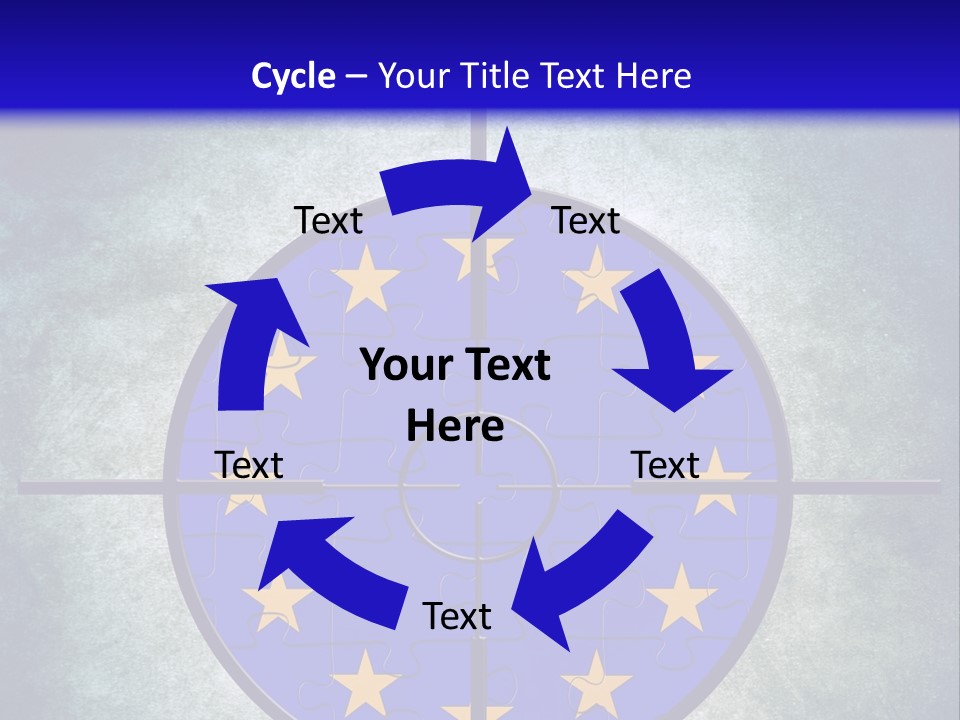 A Blue And Yellow Puzzle Piece With Stars On It PowerPoint Template