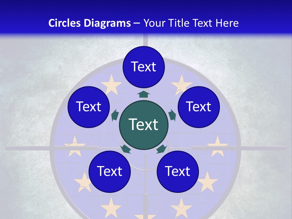 A Blue And Yellow Puzzle Piece With Stars On It PowerPoint Template