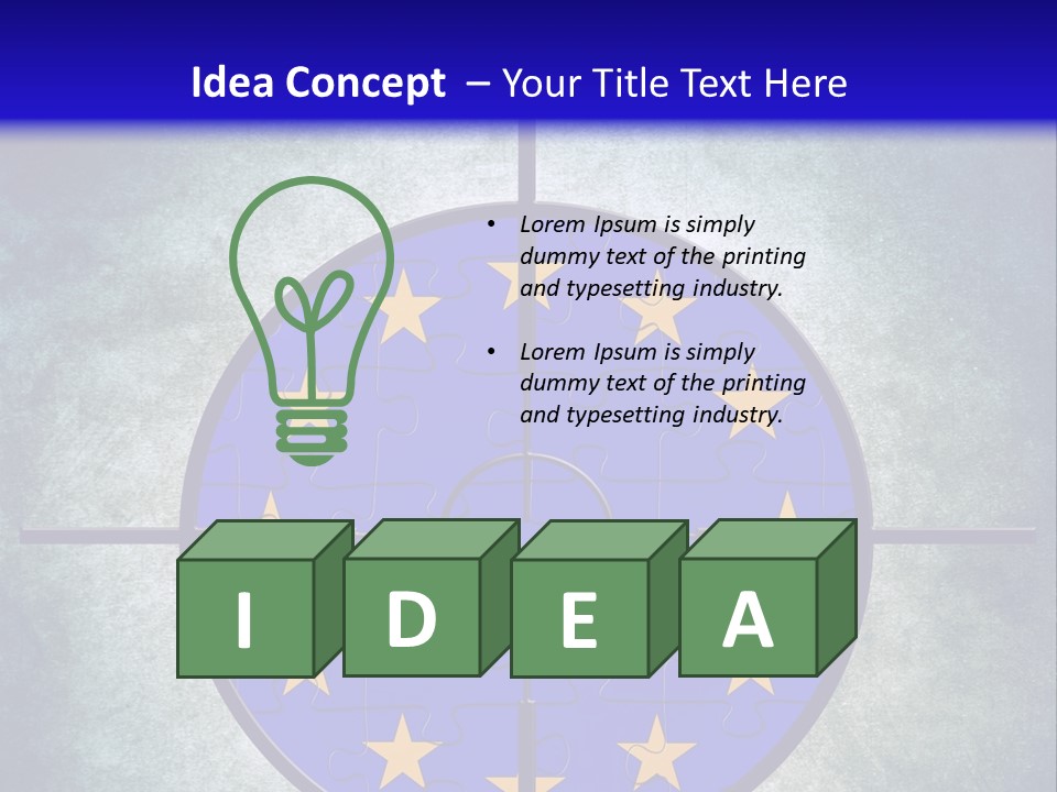 A Blue And Yellow Puzzle Piece With Stars On It PowerPoint Template