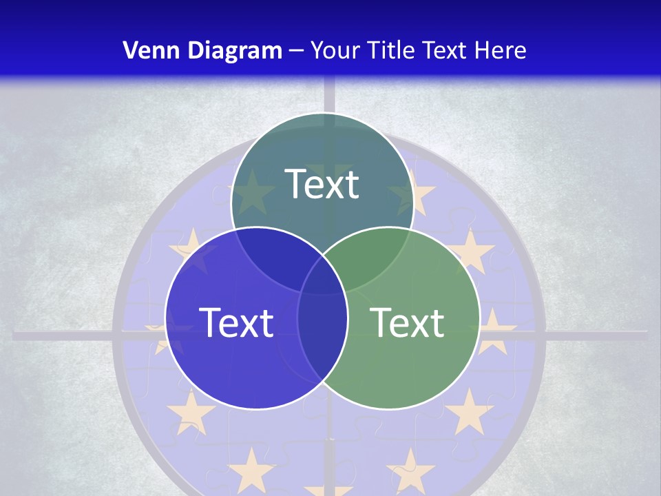 A Blue And Yellow Puzzle Piece With Stars On It PowerPoint Template