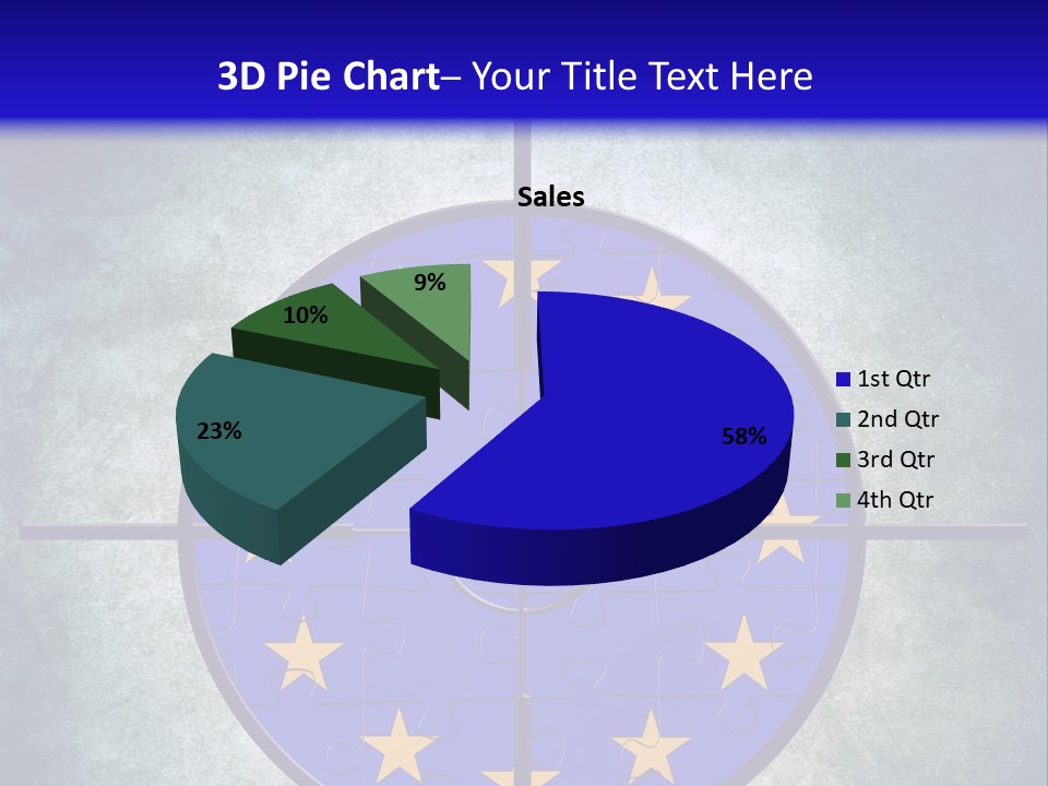 A Blue And Yellow Puzzle Piece With Stars On It PowerPoint Template