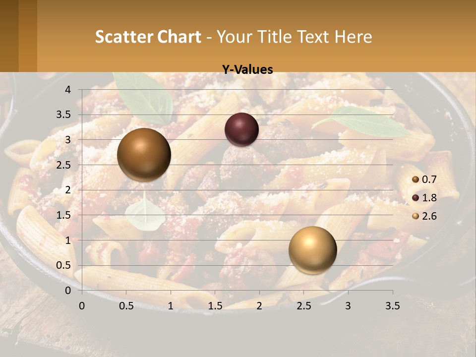 A Skillet Filled With Pasta And Meat On Top Of A Wooden Table PowerPoint Template