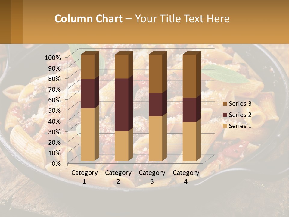 A Skillet Filled With Pasta And Meat On Top Of A Wooden Table PowerPoint Template