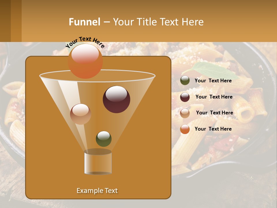 A Skillet Filled With Pasta And Meat On Top Of A Wooden Table PowerPoint Template