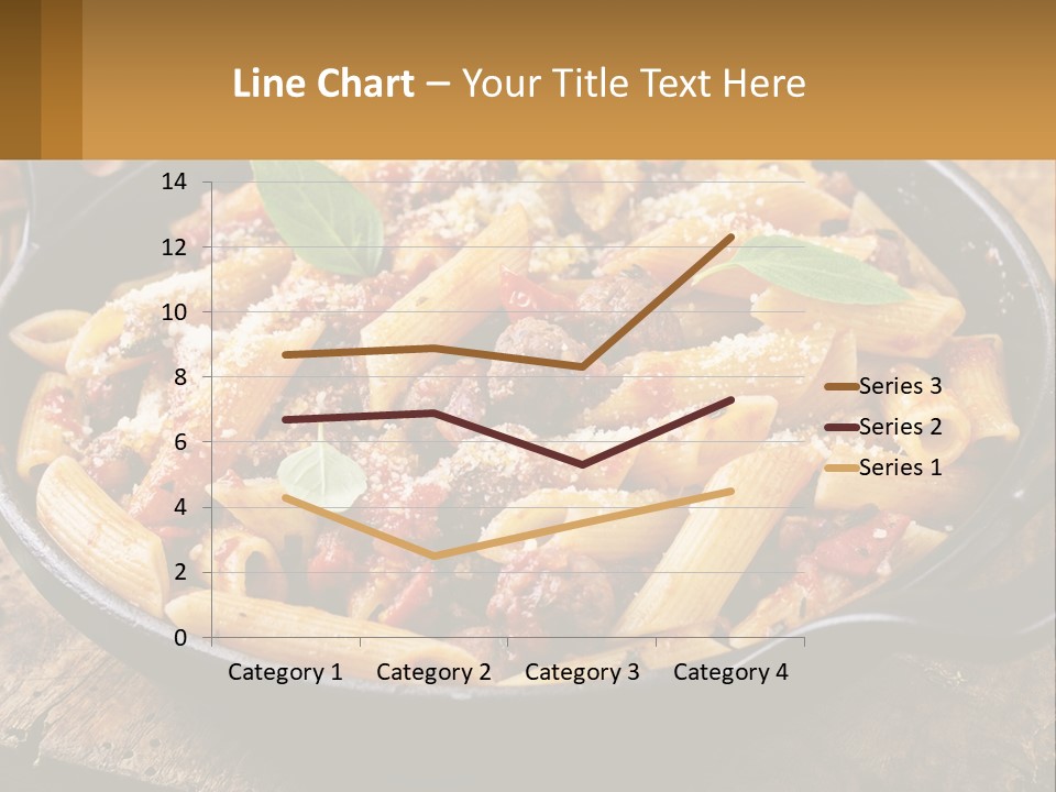 A Skillet Filled With Pasta And Meat On Top Of A Wooden Table PowerPoint Template
