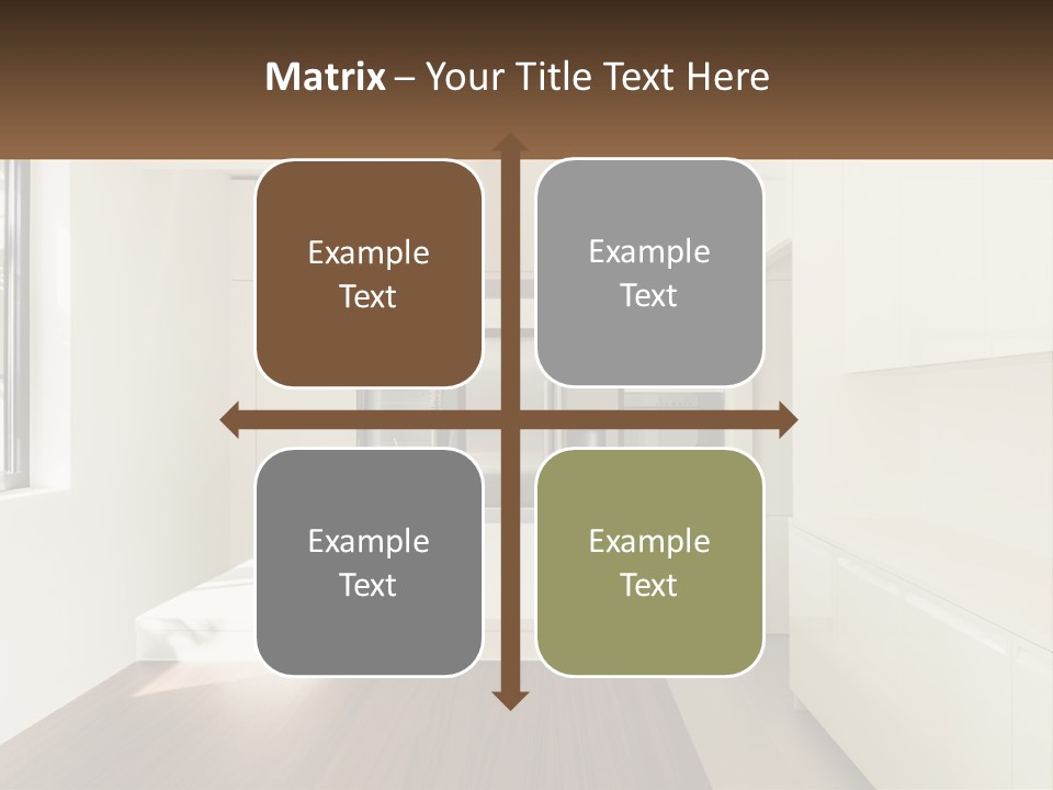 A White Kitchen With A Wooden Counter Top PowerPoint Template