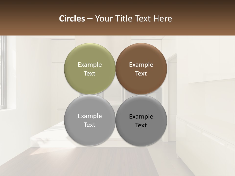 A White Kitchen With A Wooden Counter Top PowerPoint Template