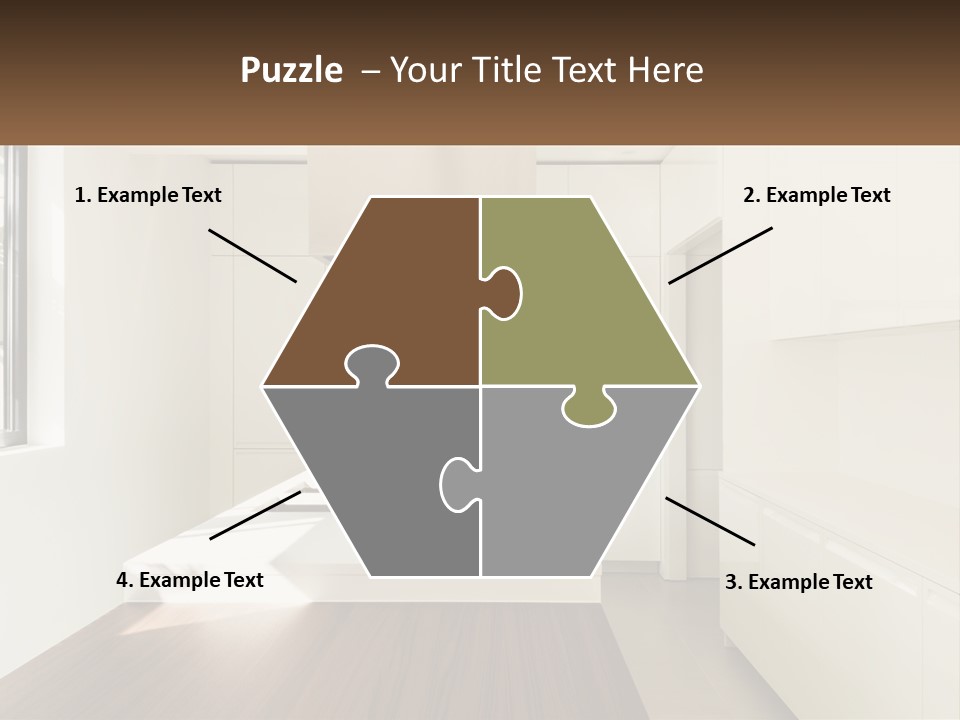 A White Kitchen With A Wooden Counter Top PowerPoint Template