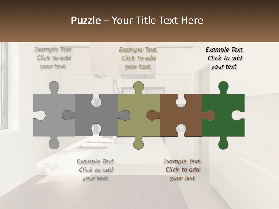 A White Kitchen With A Wooden Counter Top PowerPoint Template