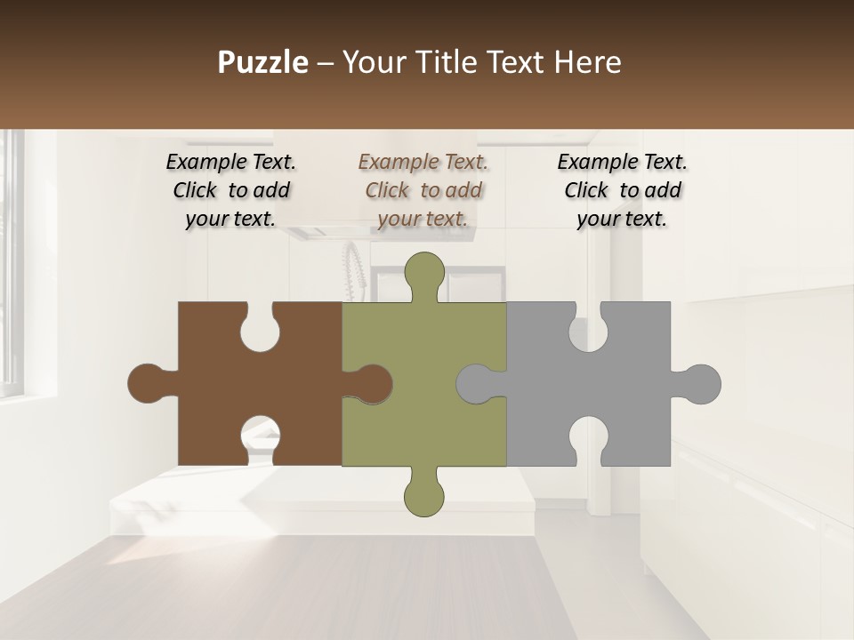 A White Kitchen With A Wooden Counter Top PowerPoint Template