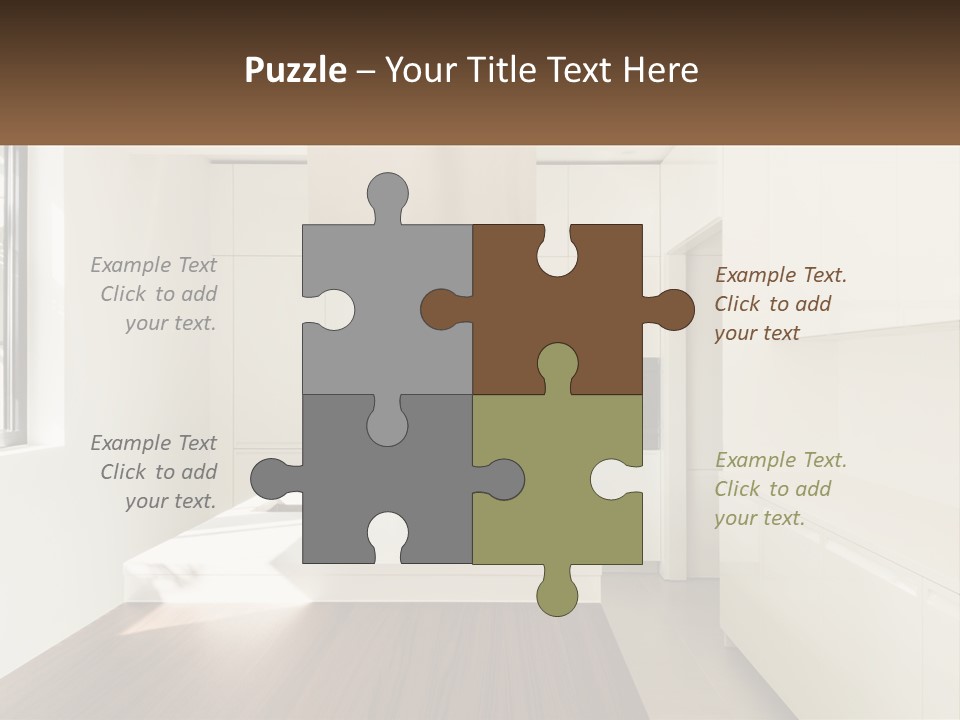 A White Kitchen With A Wooden Counter Top PowerPoint Template