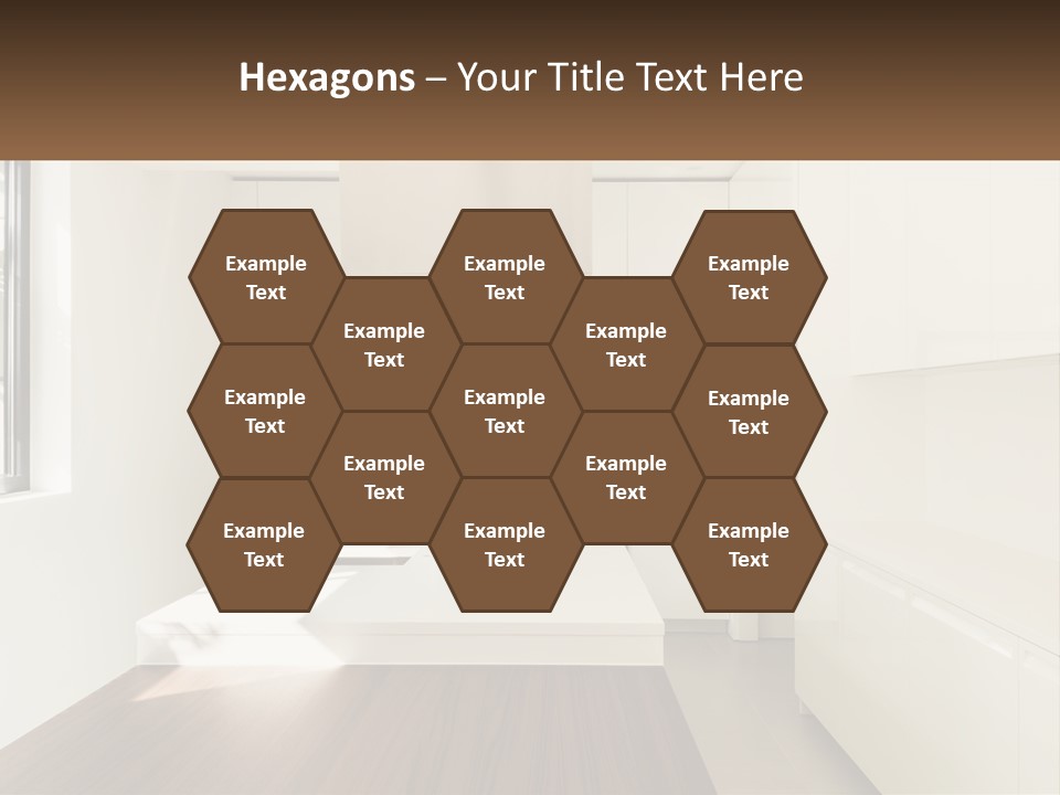 A White Kitchen With A Wooden Counter Top PowerPoint Template