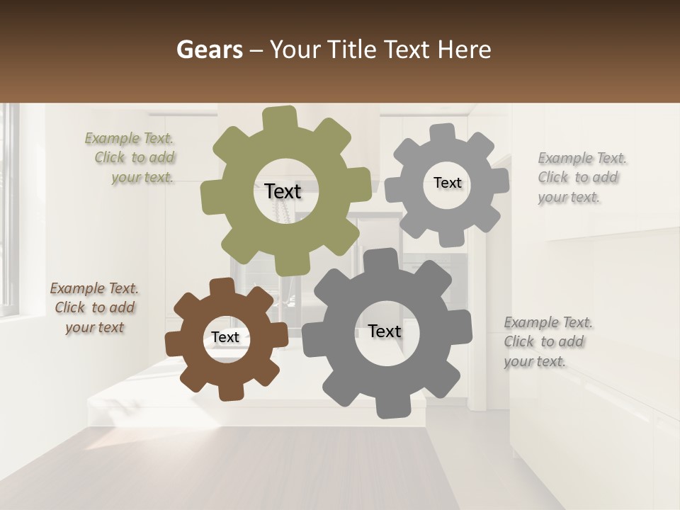 A White Kitchen With A Wooden Counter Top PowerPoint Template