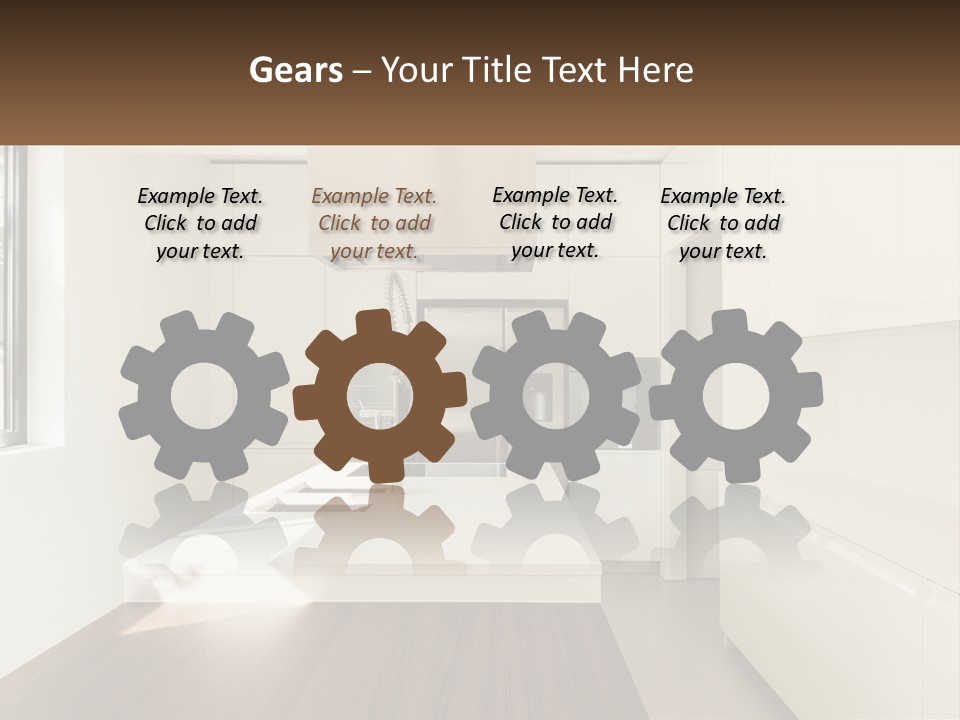 A White Kitchen With A Wooden Counter Top PowerPoint Template