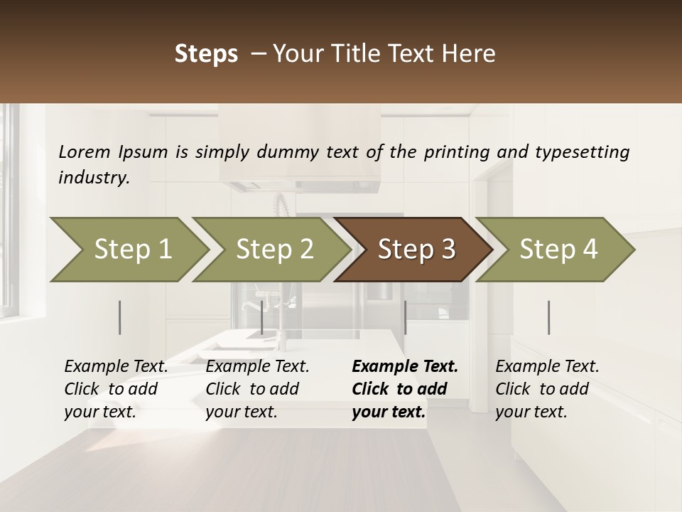 A White Kitchen With A Wooden Counter Top PowerPoint Template