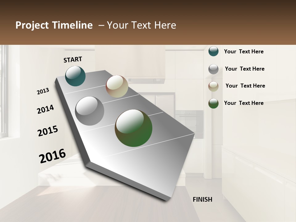 A White Kitchen With A Wooden Counter Top PowerPoint Template