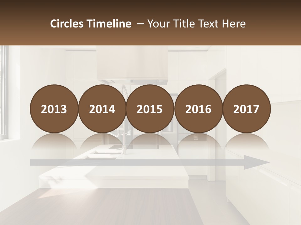 A White Kitchen With A Wooden Counter Top PowerPoint Template