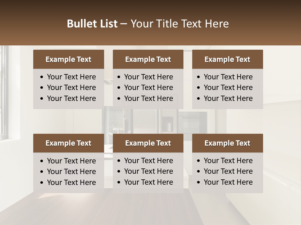 A White Kitchen With A Wooden Counter Top PowerPoint Template