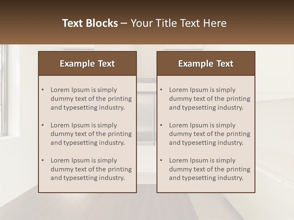 A White Kitchen With A Wooden Counter Top PowerPoint Template