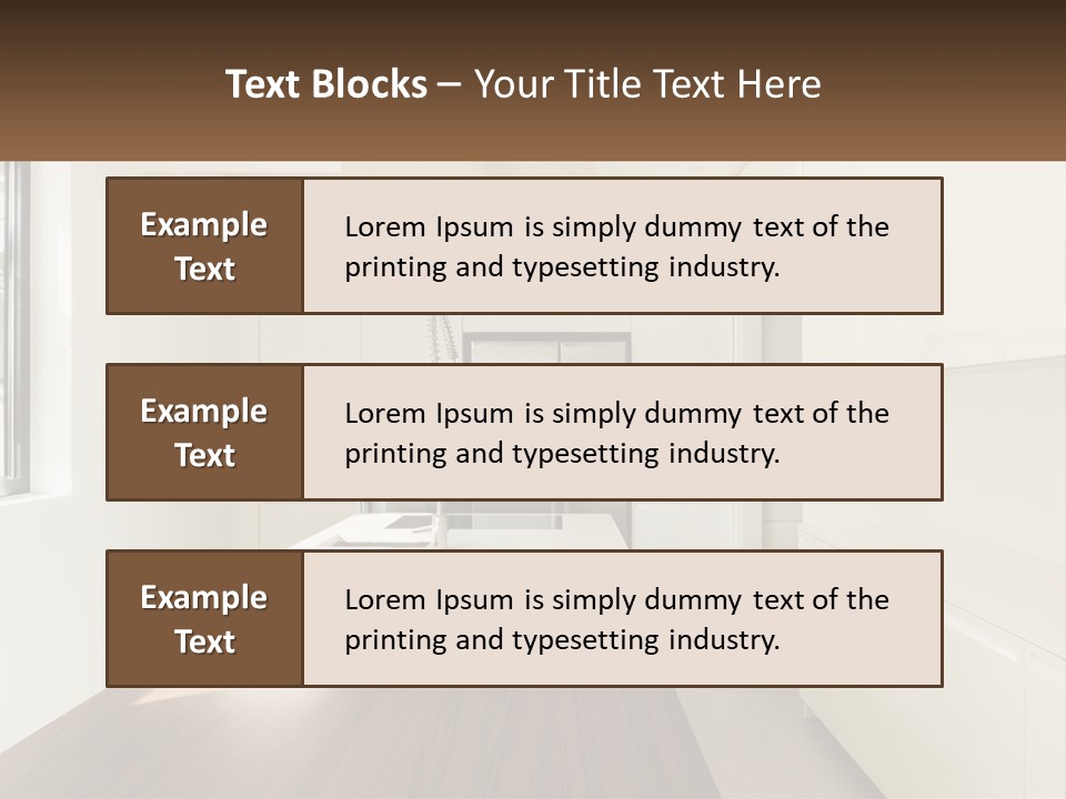 A White Kitchen With A Wooden Counter Top PowerPoint Template
