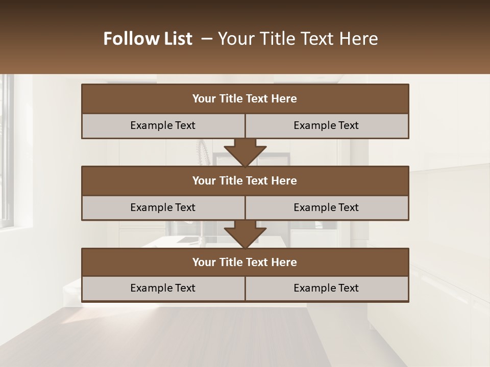 A White Kitchen With A Wooden Counter Top PowerPoint Template