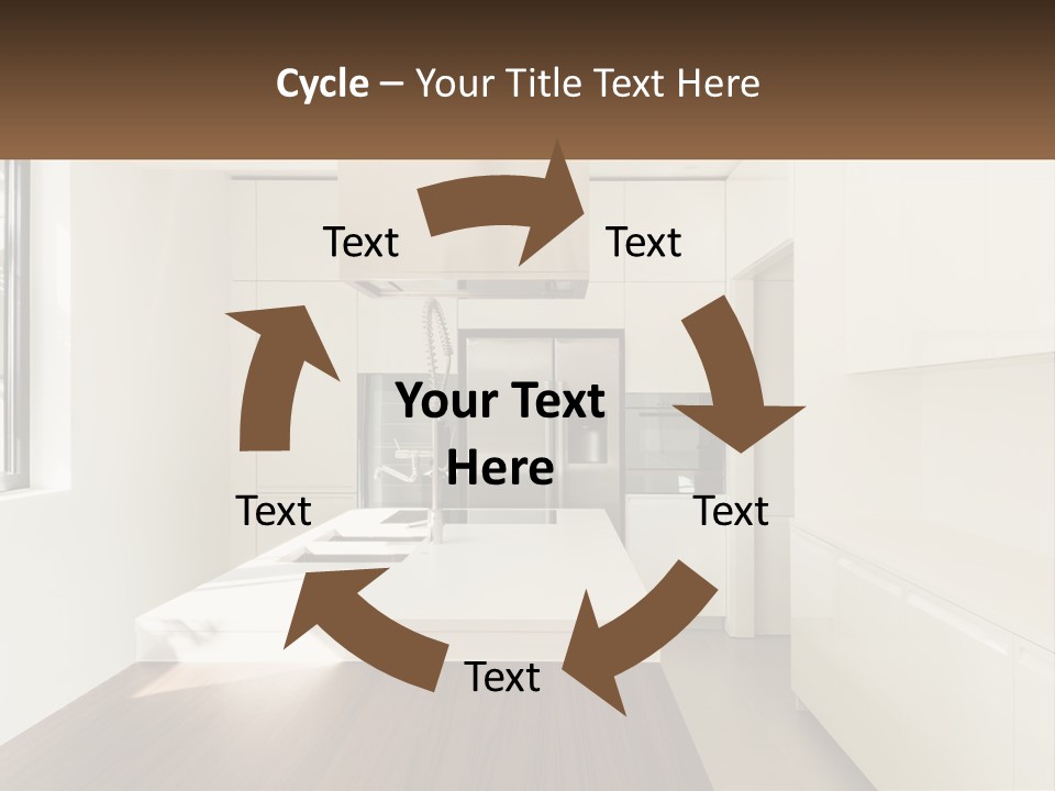 A White Kitchen With A Wooden Counter Top PowerPoint Template