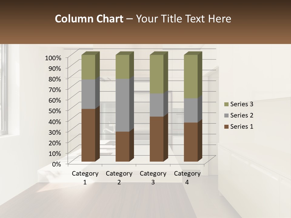 A White Kitchen With A Wooden Counter Top PowerPoint Template