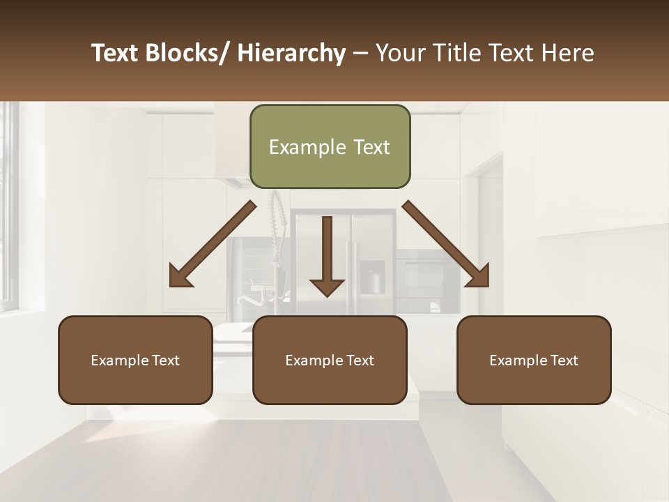 A White Kitchen With A Wooden Counter Top PowerPoint Template