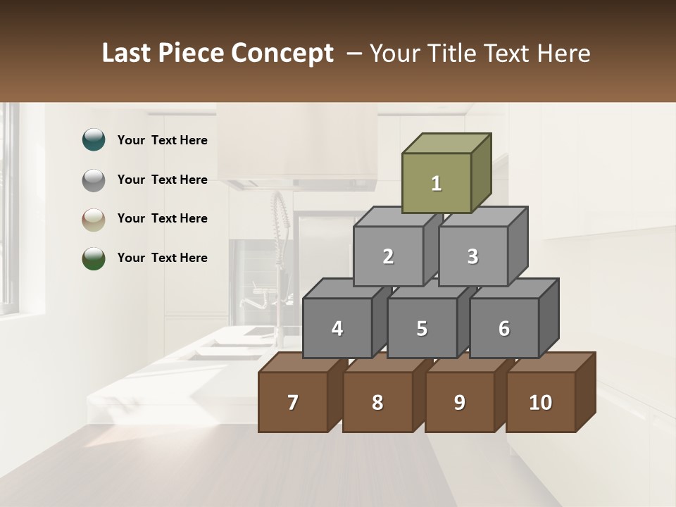 A White Kitchen With A Wooden Counter Top PowerPoint Template