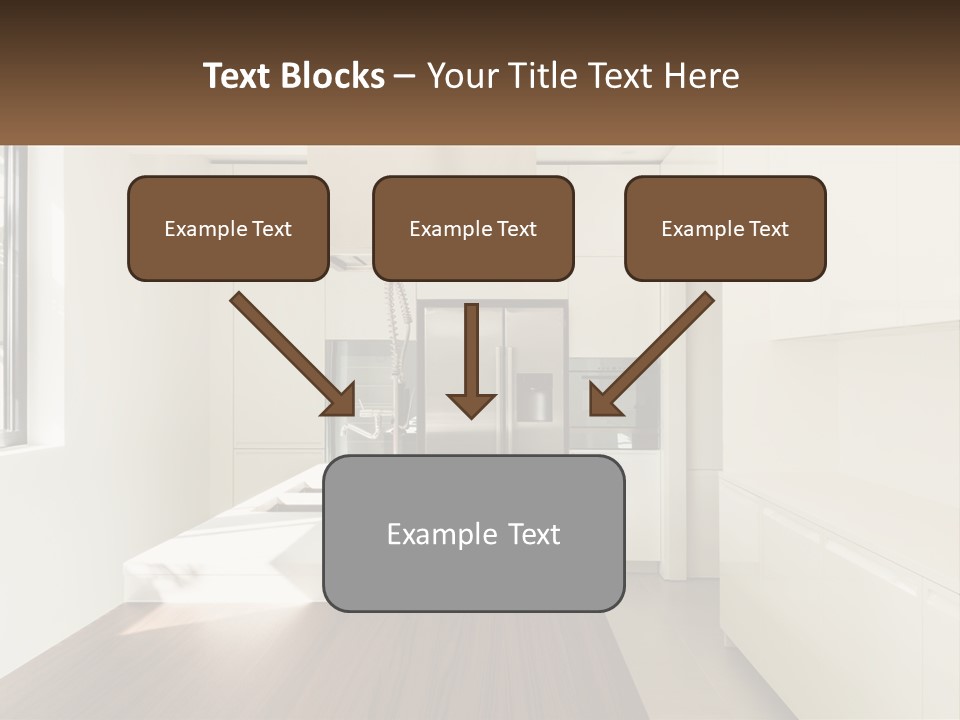 A White Kitchen With A Wooden Counter Top PowerPoint Template