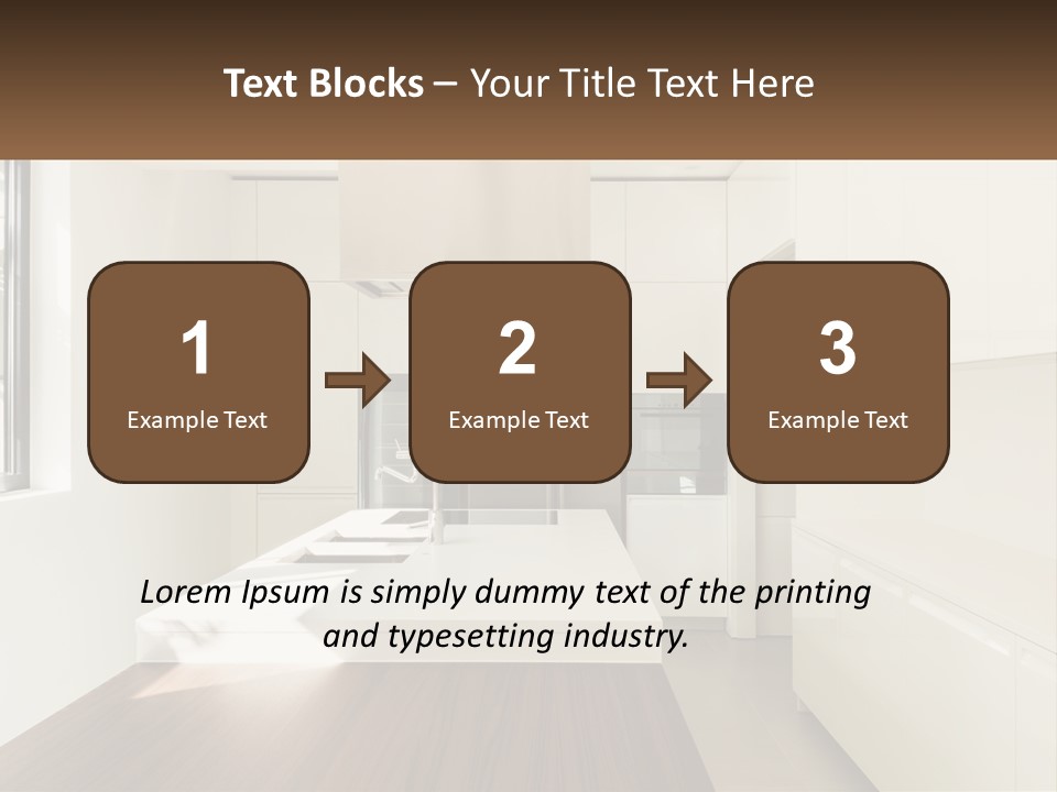 A White Kitchen With A Wooden Counter Top PowerPoint Template