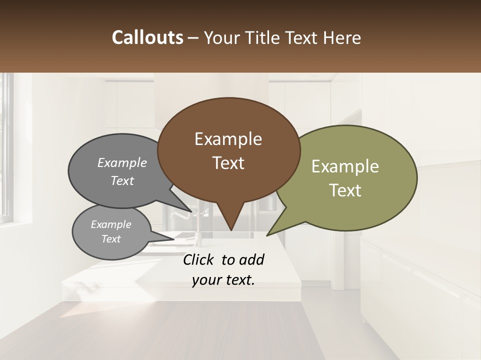 A White Kitchen With A Wooden Counter Top PowerPoint Template