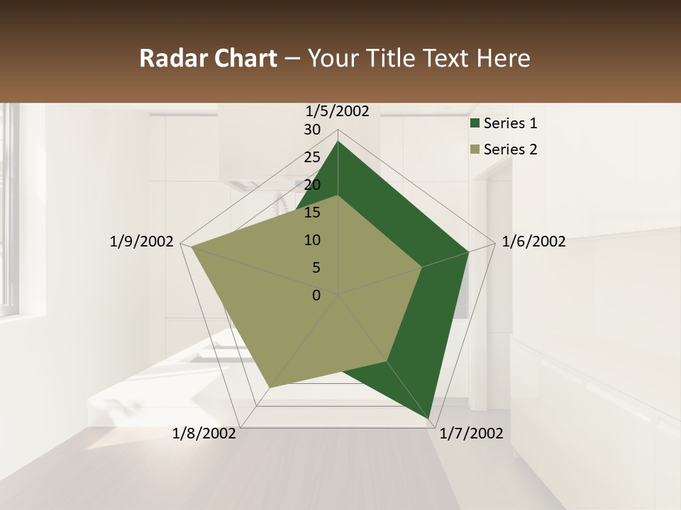 A White Kitchen With A Wooden Counter Top PowerPoint Template