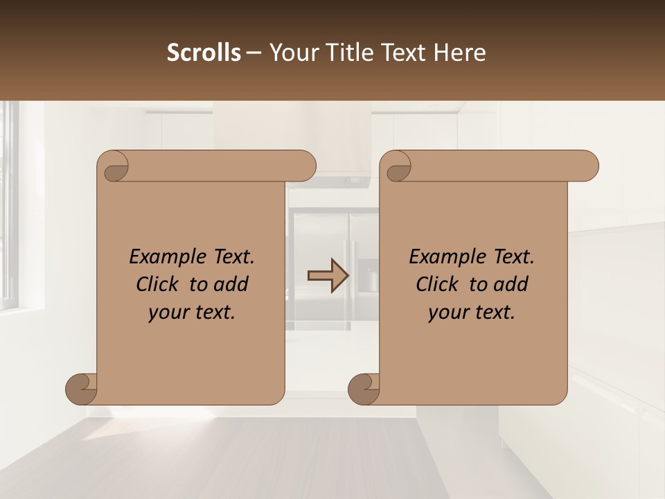 A White Kitchen With A Wooden Counter Top PowerPoint Template