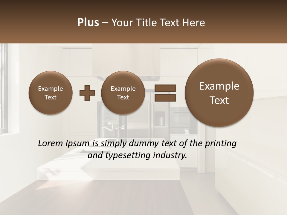 A White Kitchen With A Wooden Counter Top PowerPoint Template