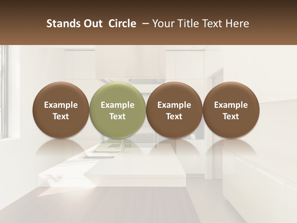 A White Kitchen With A Wooden Counter Top PowerPoint Template