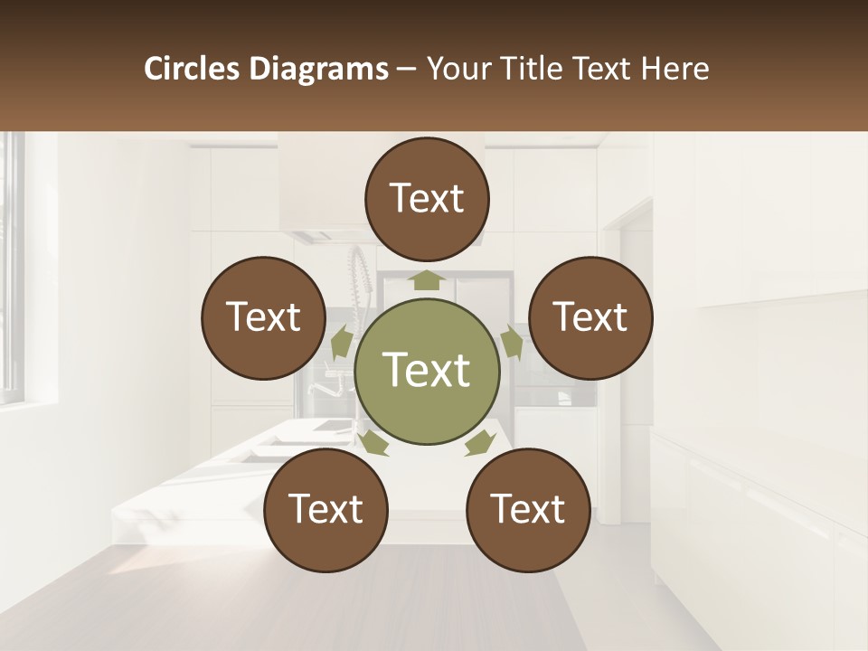 A White Kitchen With A Wooden Counter Top PowerPoint Template