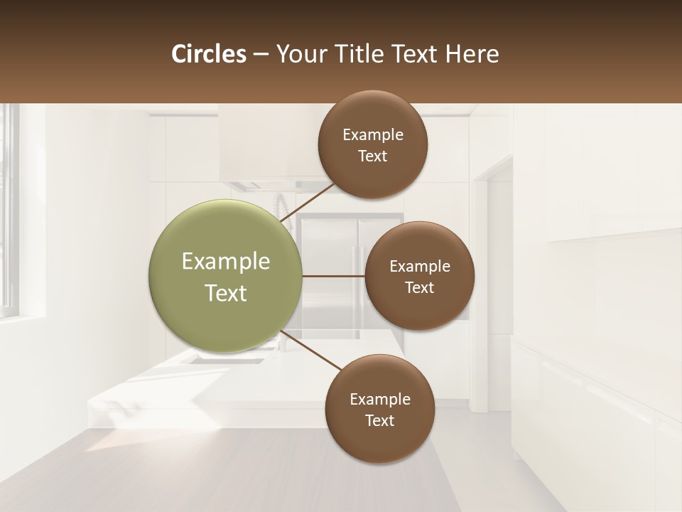 A White Kitchen With A Wooden Counter Top PowerPoint Template