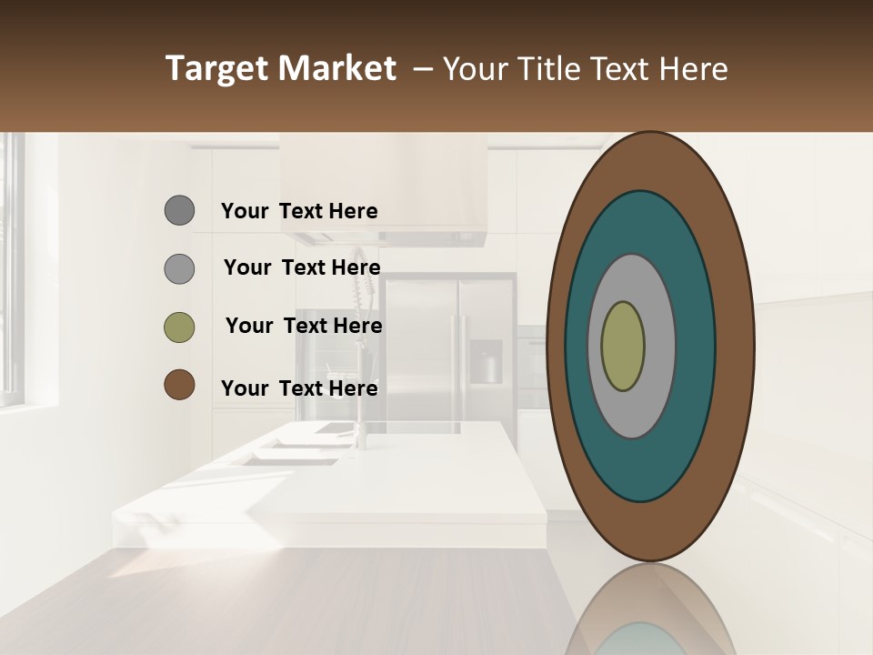 A White Kitchen With A Wooden Counter Top PowerPoint Template