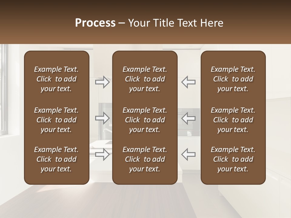 A White Kitchen With A Wooden Counter Top PowerPoint Template