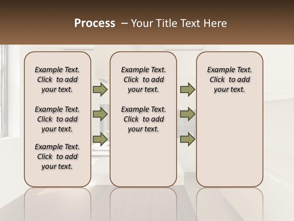A White Kitchen With A Wooden Counter Top PowerPoint Template