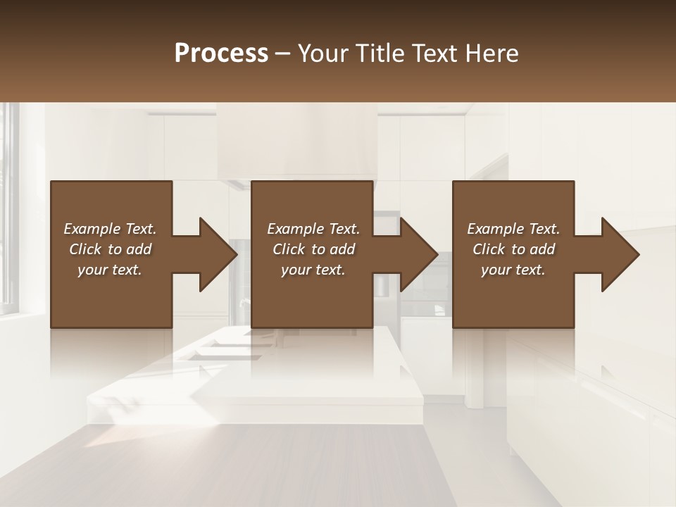 A White Kitchen With A Wooden Counter Top PowerPoint Template