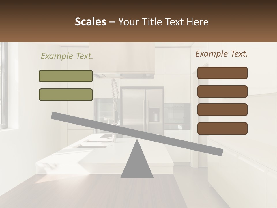 A White Kitchen With A Wooden Counter Top PowerPoint Template