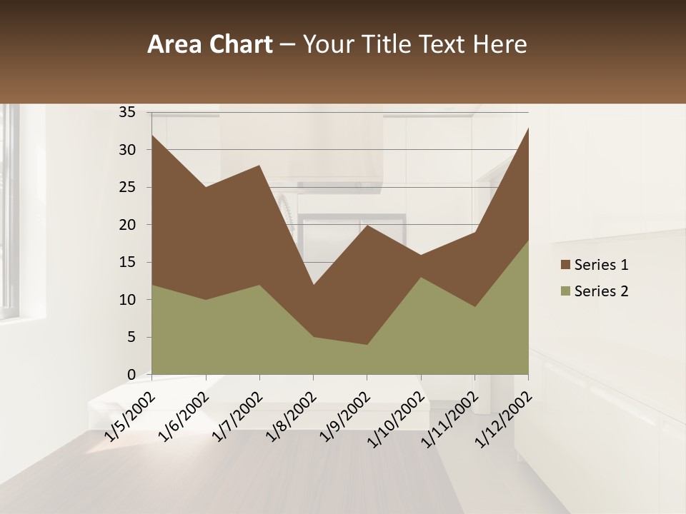 A White Kitchen With A Wooden Counter Top PowerPoint Template
