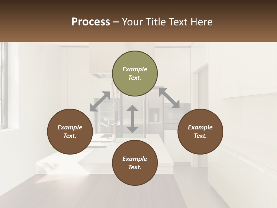 A White Kitchen With A Wooden Counter Top PowerPoint Template