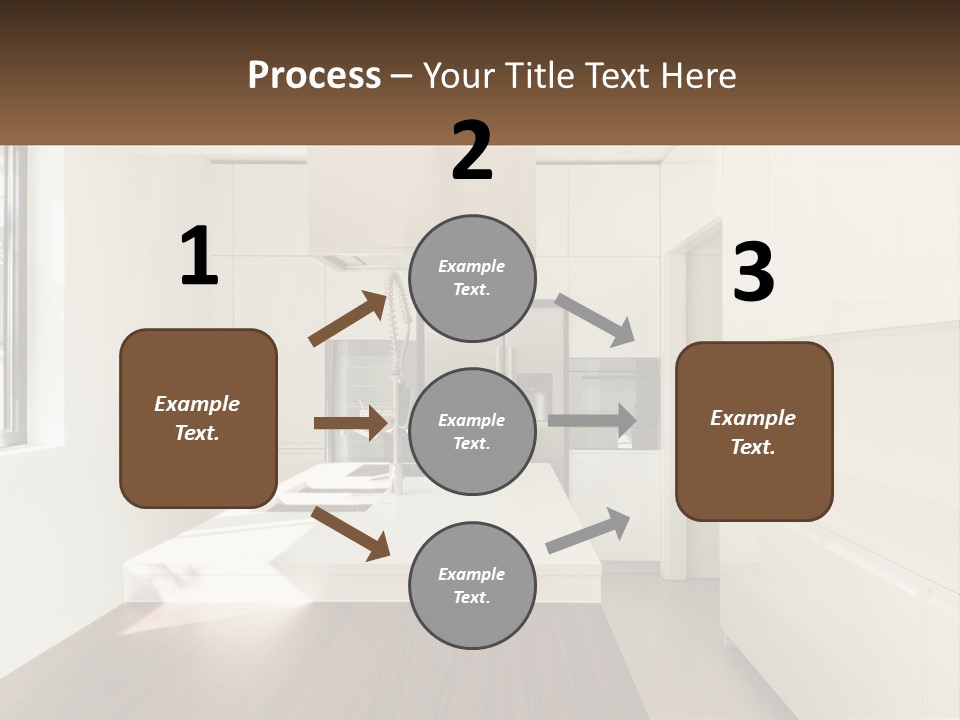 A White Kitchen With A Wooden Counter Top PowerPoint Template