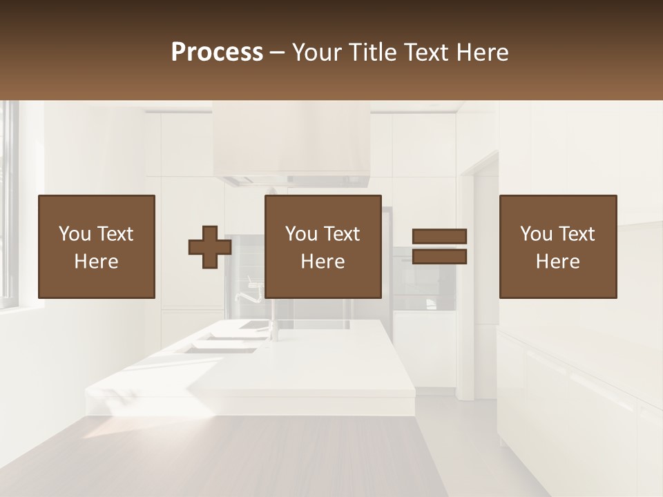 A White Kitchen With A Wooden Counter Top PowerPoint Template