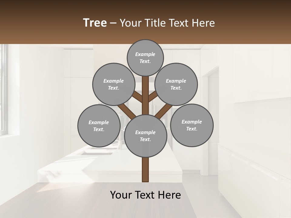A White Kitchen With A Wooden Counter Top PowerPoint Template