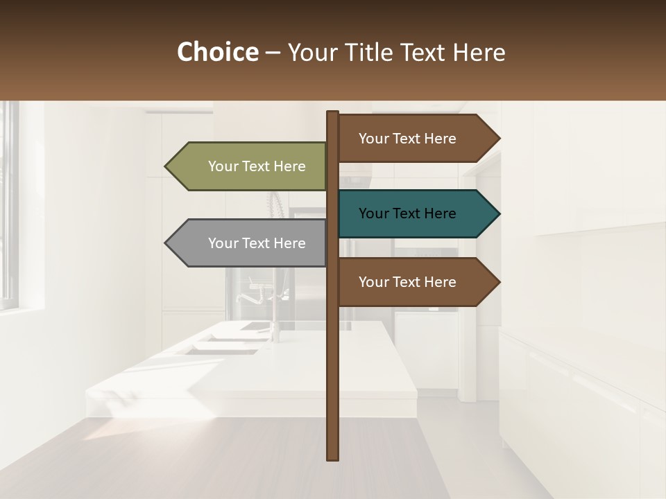 A White Kitchen With A Wooden Counter Top PowerPoint Template